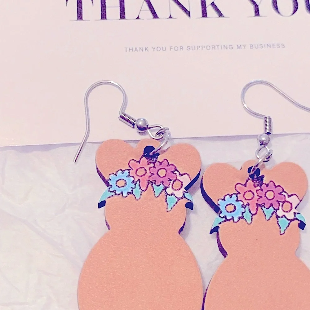 Easter Earrings Wood Acrylic Stainless Earwires NEW